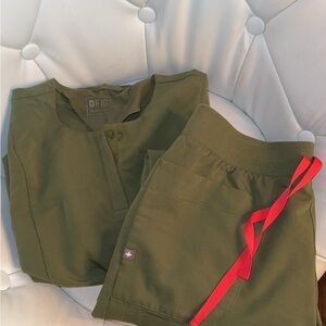 Figs Olive Green Technical Top